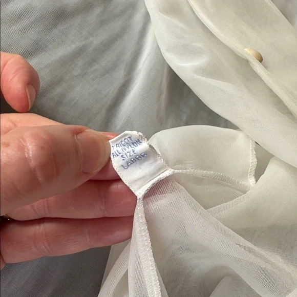 Vintage Vanity Fair peignoir robe & nightgown set Ivory/white floral EVC size L - Picture 5 of 11